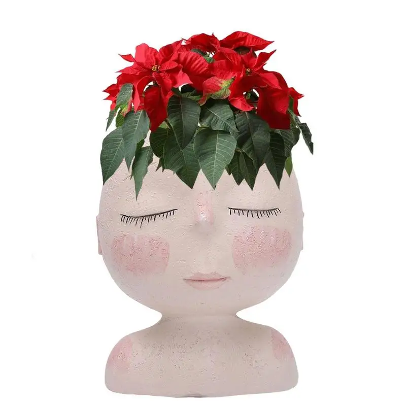 

Creative Flower Pot Durable Practical Resin Plant Container Decoration Doll Sculpture Desktop Ornaments Garden Decoration