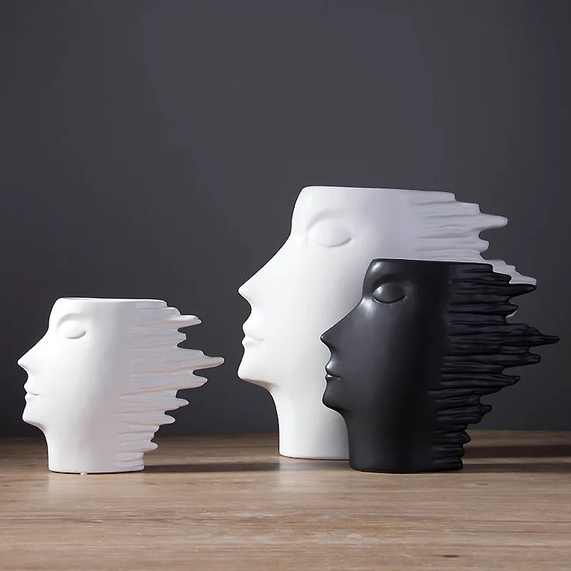 

Creative Portrait Vase Abstract Art Flower Vase Greece Human Head Home Decorative Sculptures Flower Arrangement Ornaments