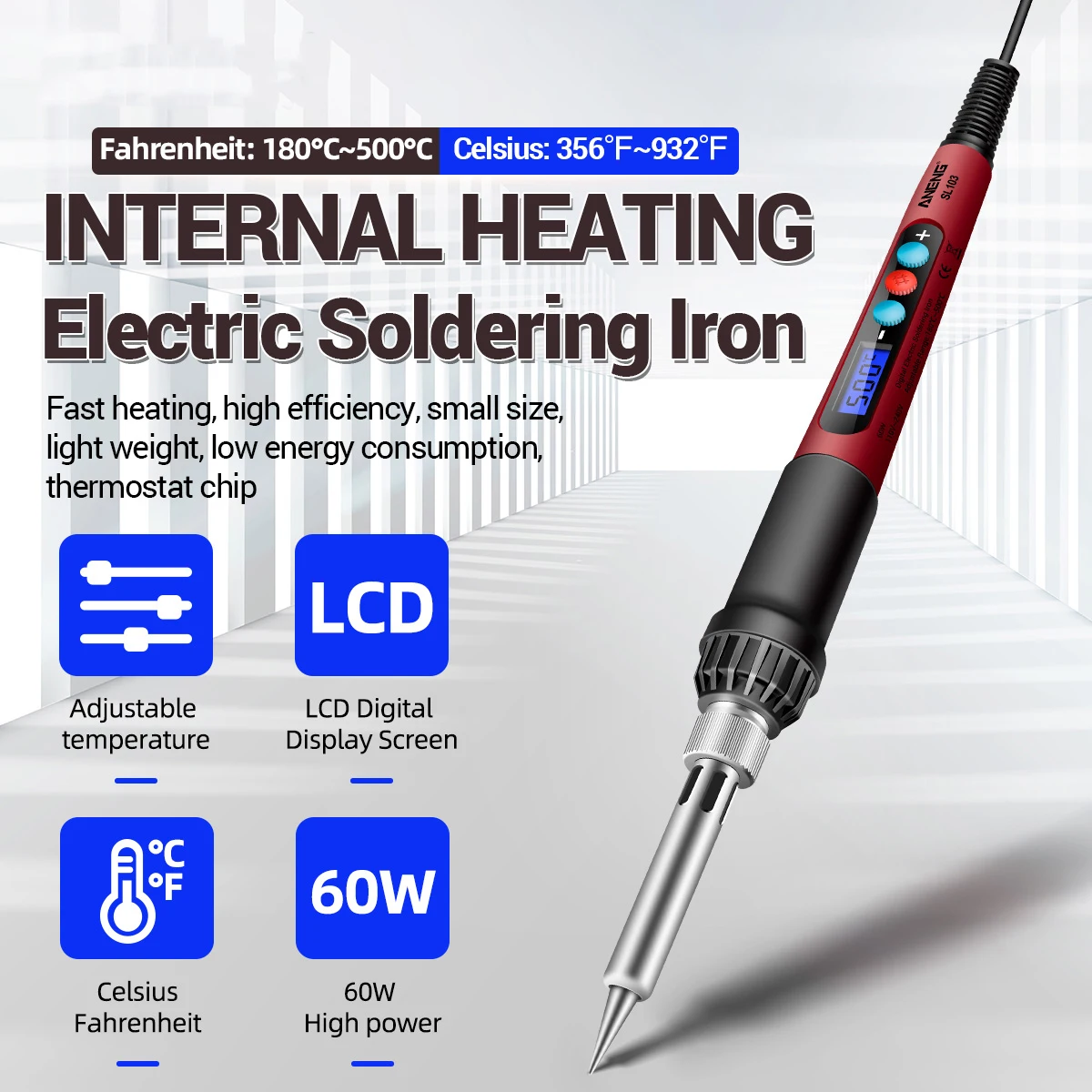 Электрический мини-паяльник ANENG SL103 13 шт. 180 ℃ ~ 500 регулируемая температура 60 Вт