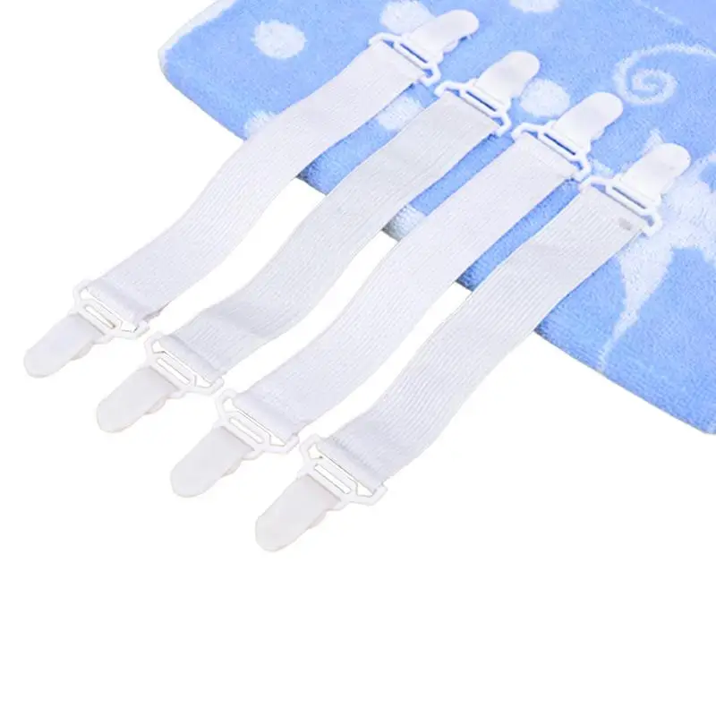 

Bed Sheet Straps Practical Bed Spreads Grippers With Firm Clamping Small Buckles Durable White Bedding Supplies Fittings For