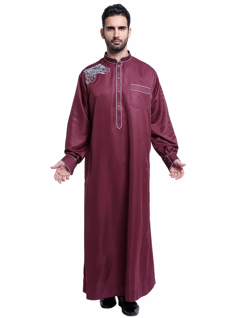 

Muslim Clothing Men Jubba Thobe Stand Collar Islamic Kaftan Kimono Long Robe Saudi Musulman Abaya Caftan Islam Dubai Arab Dress