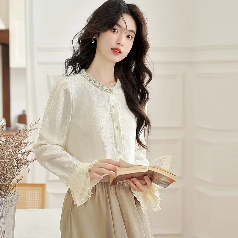 Офисная женская рубашка с длинным рукавом Новое поступление 2024 осенняя