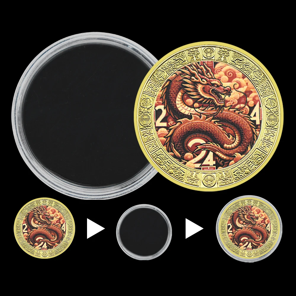 Памятная медаль китайского зодиака ко году дракона мифологические монеты с