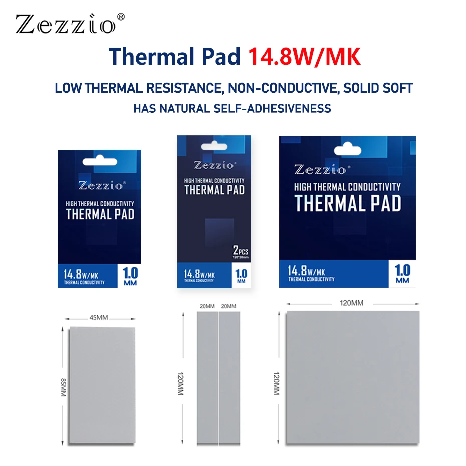 

Zezzio высокая производительность тепловой Pad 14,8 Вт/MK для ЦП GPU материнская плата майнинга RAM Многофункциональный Теплопроводящий силиконовый ...