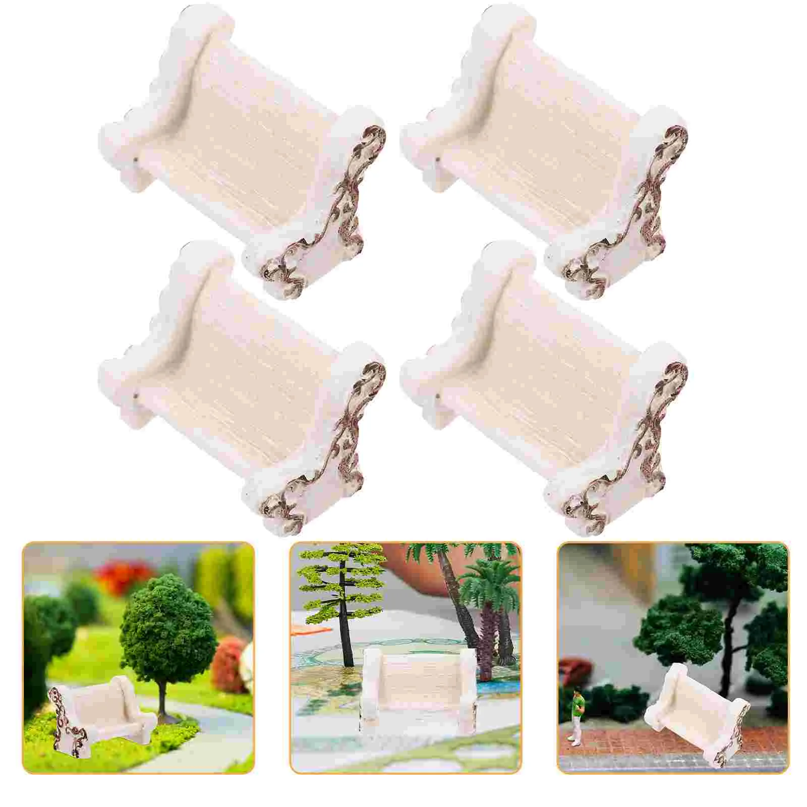 

4 Pcs Office Decor Furniture Accessories Mini Chair Garden Miniatures White Ornaments Crafts