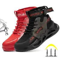 mens lightweight work shoes with steel toe safety jogger safty shoes non slip puncture proof steel sole work boots breathable