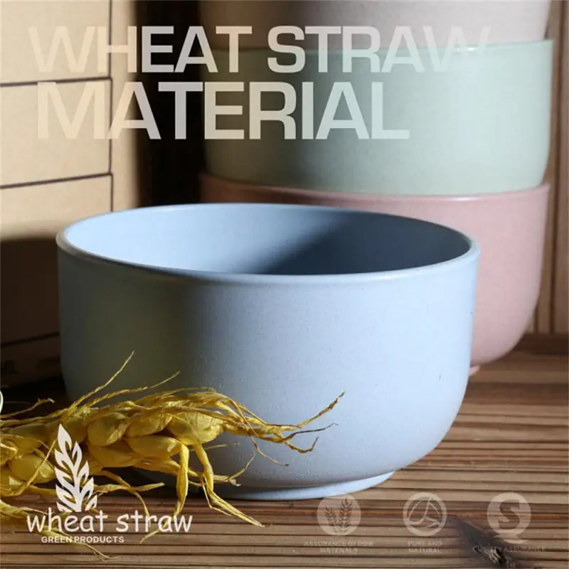 

1pc Wheat Straw Bowl Colorful Household Fruit Vegetable Bowl Safe Bowl Eco-friendly Straw Fiber Dessert Salad Solid Rice Bowl