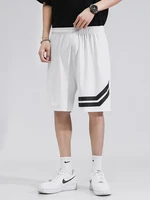 summer black white sweatshorts men sportswear casual stretched loose workout gym shorts