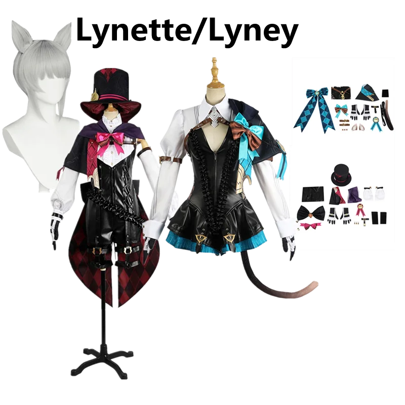 

Женский костюм для косплея Genshin Impact Lynette Lyney, платье лолиты, головной убор, парик, полный комплект, для Хэллоуина, карнавала, женский костюм