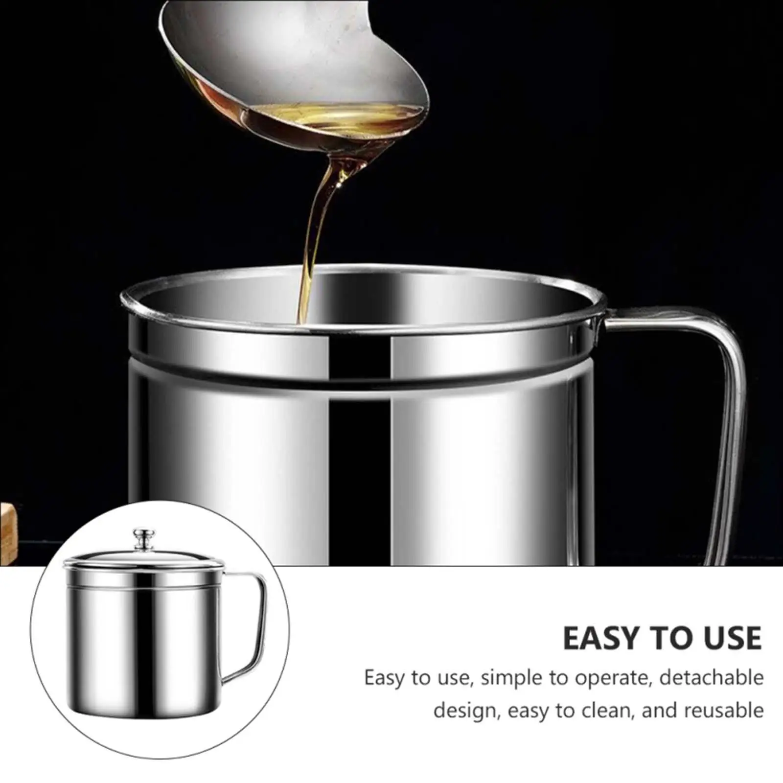 

Oil Strainer with Strainer Filter Dispenser Oil Soup Filter Separator Pot for Kitchen