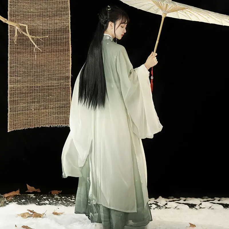 Ханьфу платье XL зеленый и синий полиэстер