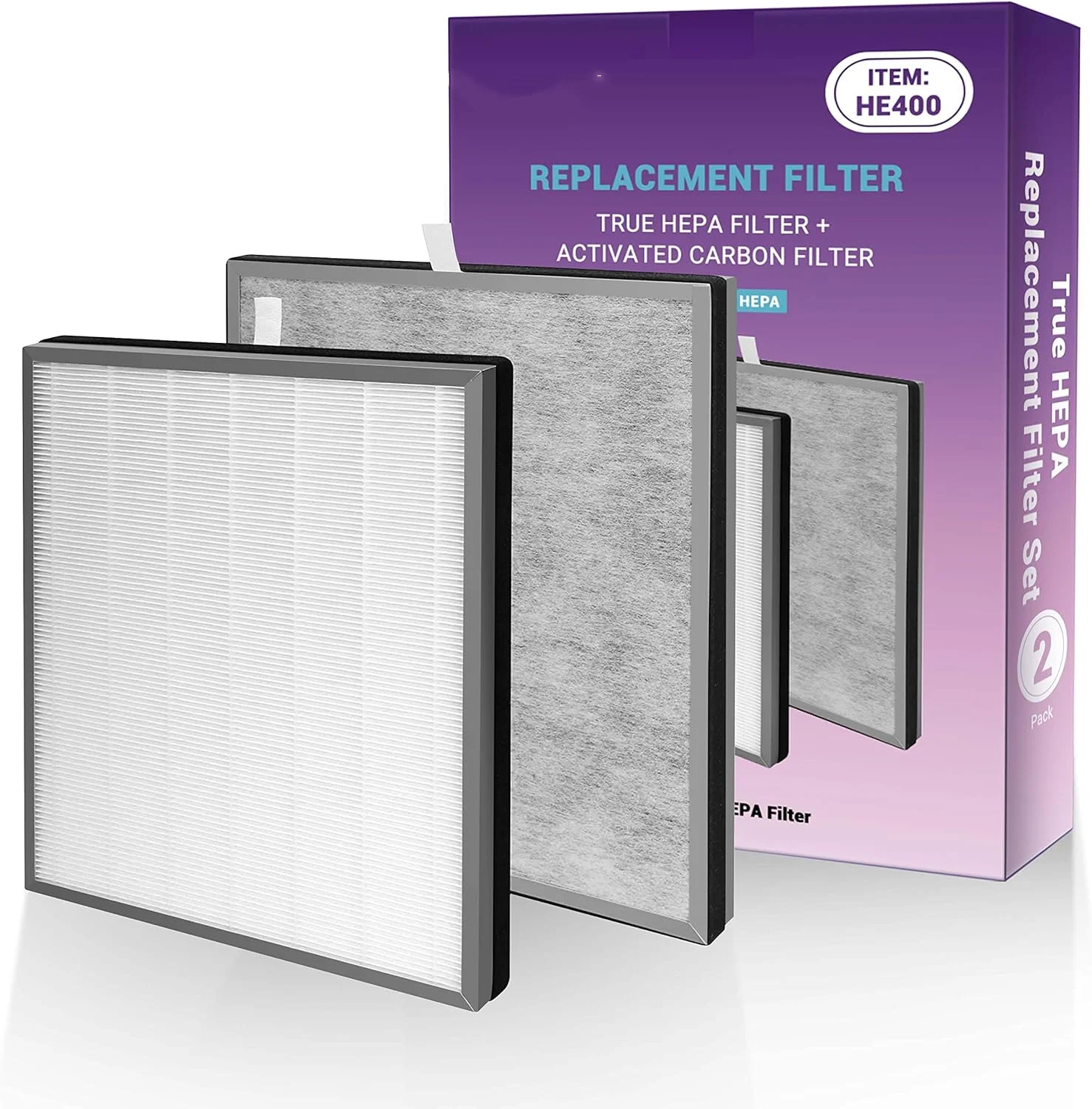 

Pack HE400 Replacement Filter for SHARK air purifier 4 filter,HE401 HE402 HE405 Extra Protection Particle Carbon+True HEPA Pre F