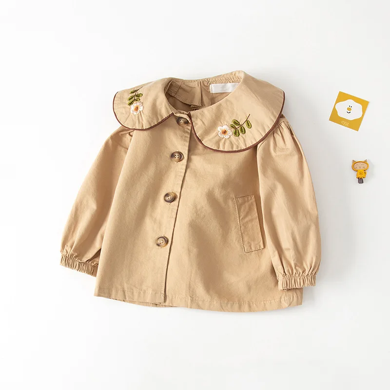

2022 Spring Autumn Girls Cute Embroidery Jacket Baby Kids Children Coat