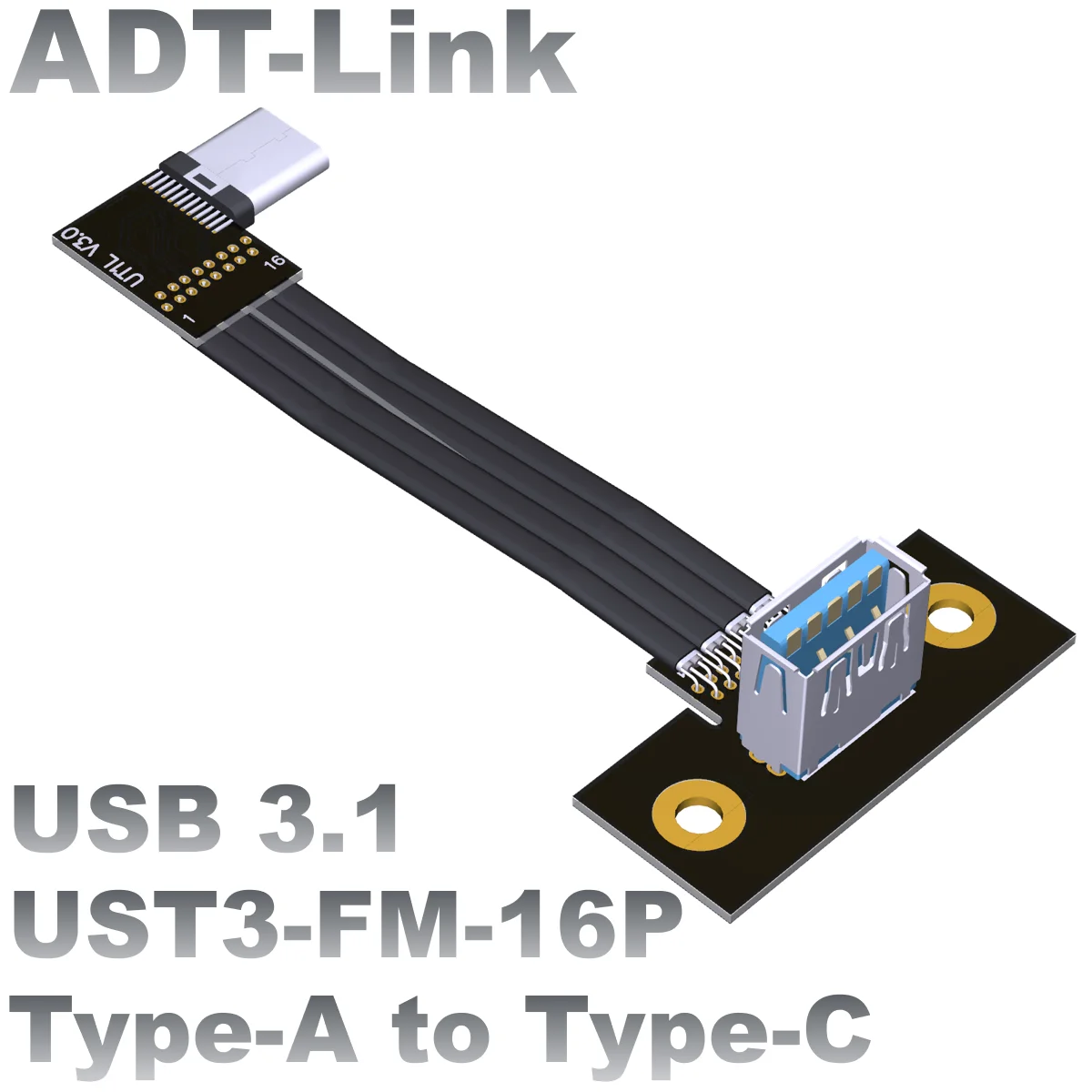 USTS-FM-16P FPV USB 3.1 Type-A Женский к Type-C Мужской Угловой USB-кабель для синхронизации данных