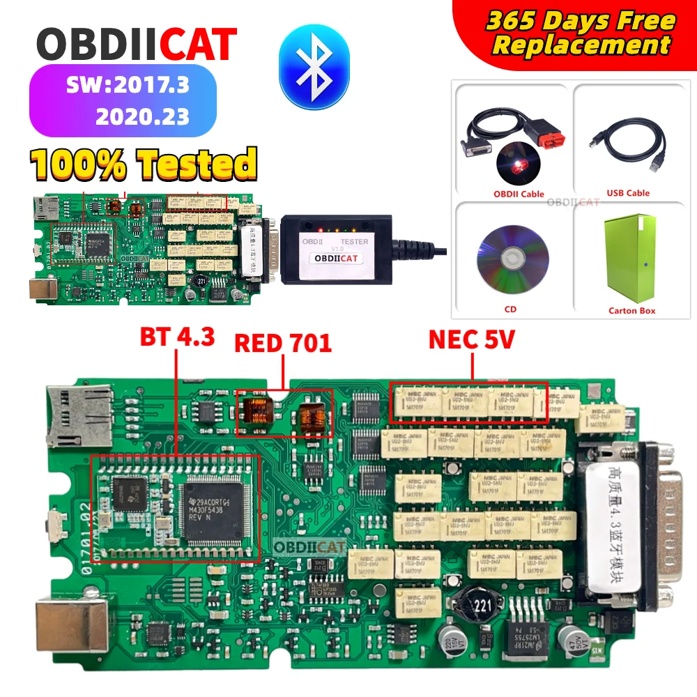 2021,11 Новый диагностический инструмент OBD2 A + + + Одиночная плата Авто Obd2 сканер для грузовиков/автомобилей bluetooth TCS Pro V3.0 с 9241A NEC Реле