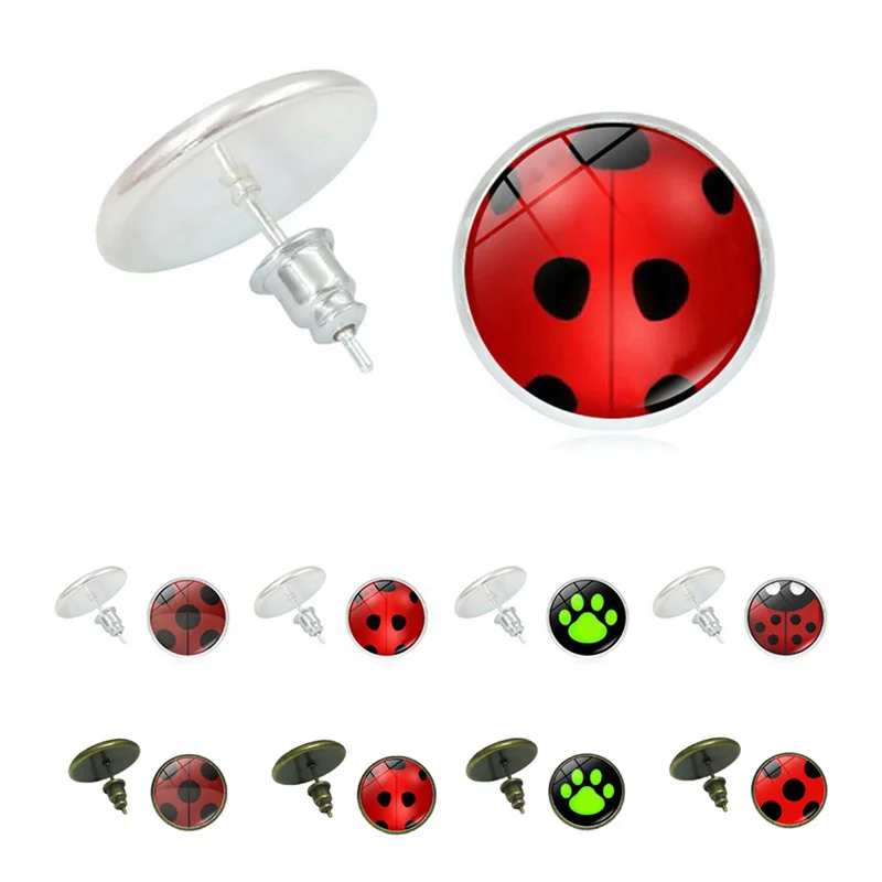 

Fashion Ladybug Stud Earrings for Women Girls Creative Dog Cat Paw Print Ear Stud Charms Jewelry Silver Gold Plated Party Gifts