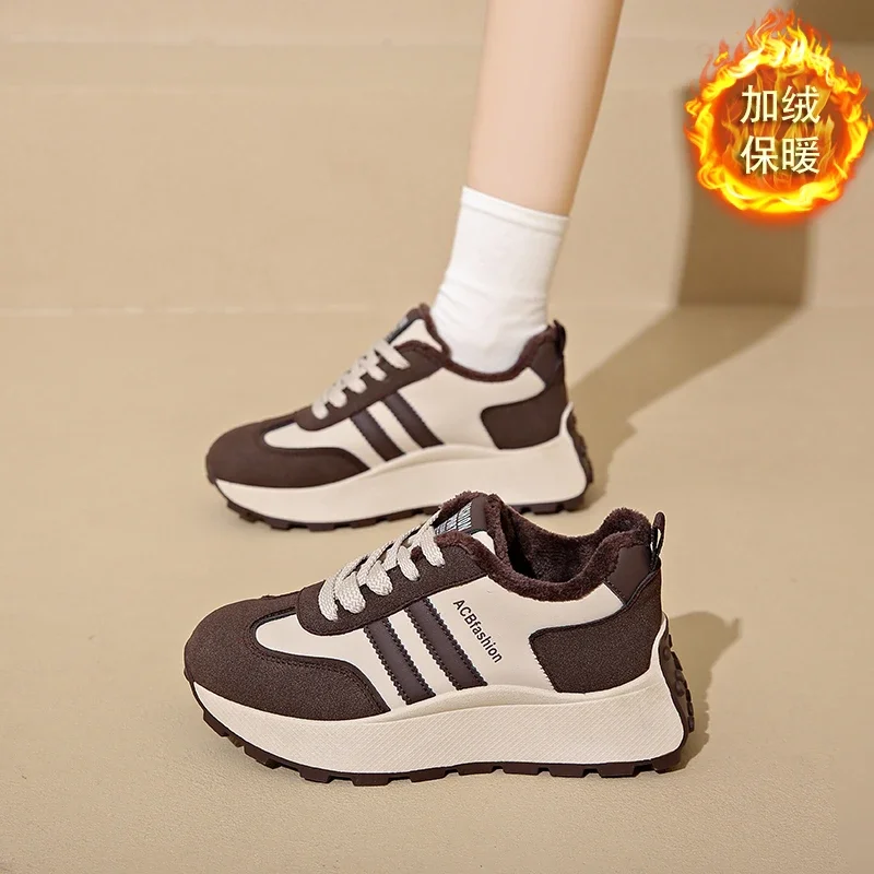 Кроссовки на высокой платформе нескользящая прогулочная обувь танкетке женская