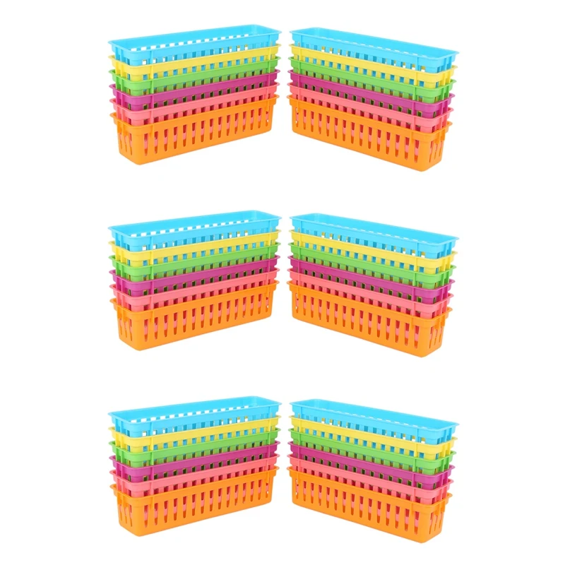 

36-Pack Classroom Pen And Pencil Basket Trays, Assorted Colors