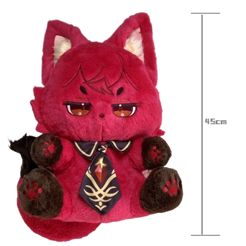 

45cm Anime Genshin Impact Plush Toys Diluc Cat Shape Plushie Dolls Soft Stuffed Fury Animal Type Decorative Children Toy Gifts