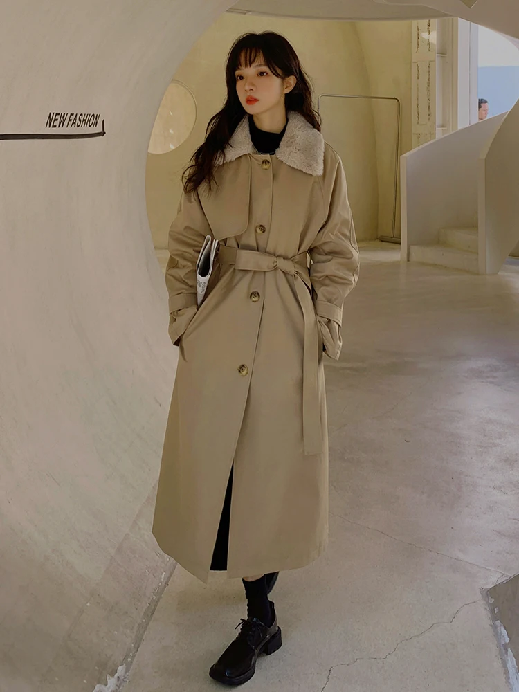 Длинная модная однотонная пуховая стеганая куртка в Корейском стиле новинка 2022