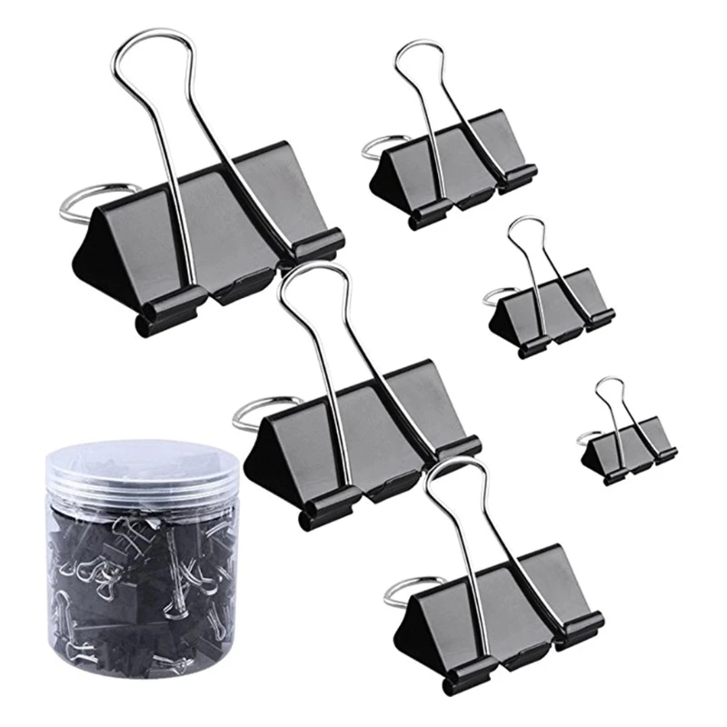 

120 Pieces Binder Clips Paper Clamps Clip for Notes Letter Paper Document Metal Clip Office School Home Supplies Drop Shipping