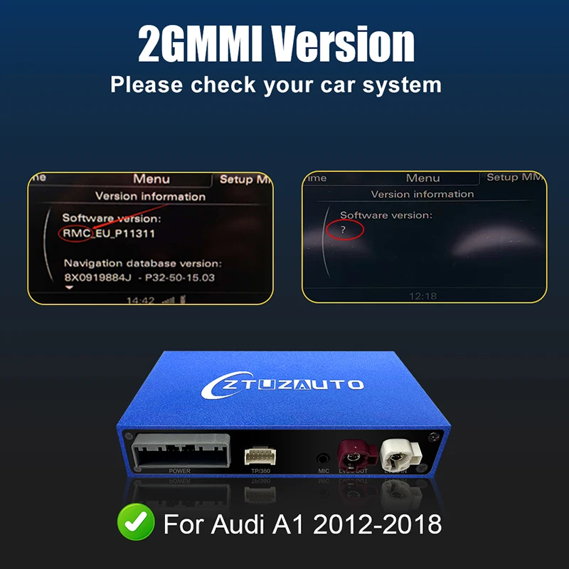 

Беспроводной CarPlay для Audi A1 2012-2018 MMI RMC 2G 3G Car Play Android Auto Mirror-Link Модернизированная коробка Поддержка задних/передних камер