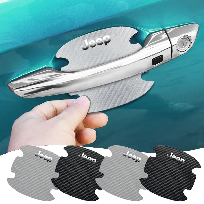 

4Pcs Car Door Handle Protective Film anti-scratch Carbon Fiber Sticker For JEEPs Grand Cherokee WJ WK WK2 KJ KK Compass libertad