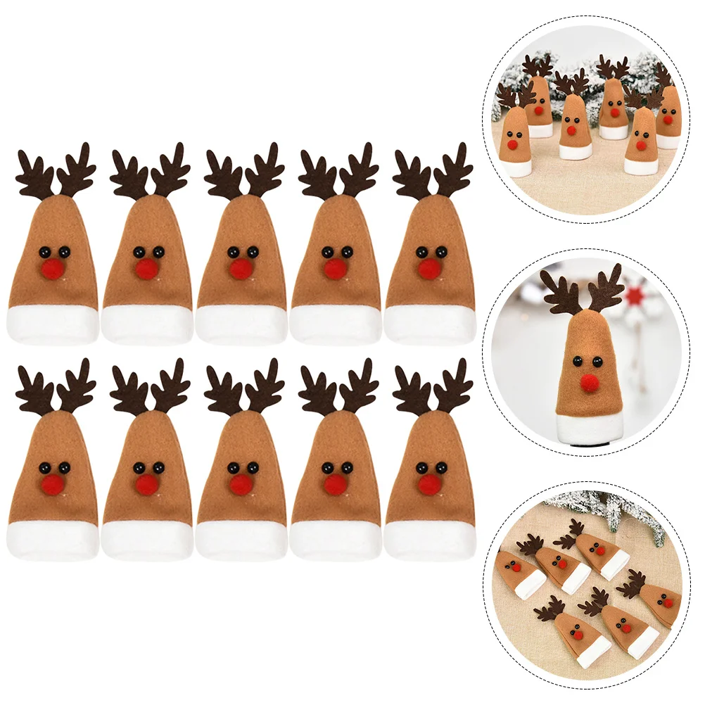

Cutlery Christmas Xmas Bottlecover Bags Holder Bag Table Hat Decor Silverware Dining Tableware Reindeer Elk Santa Party Holiday