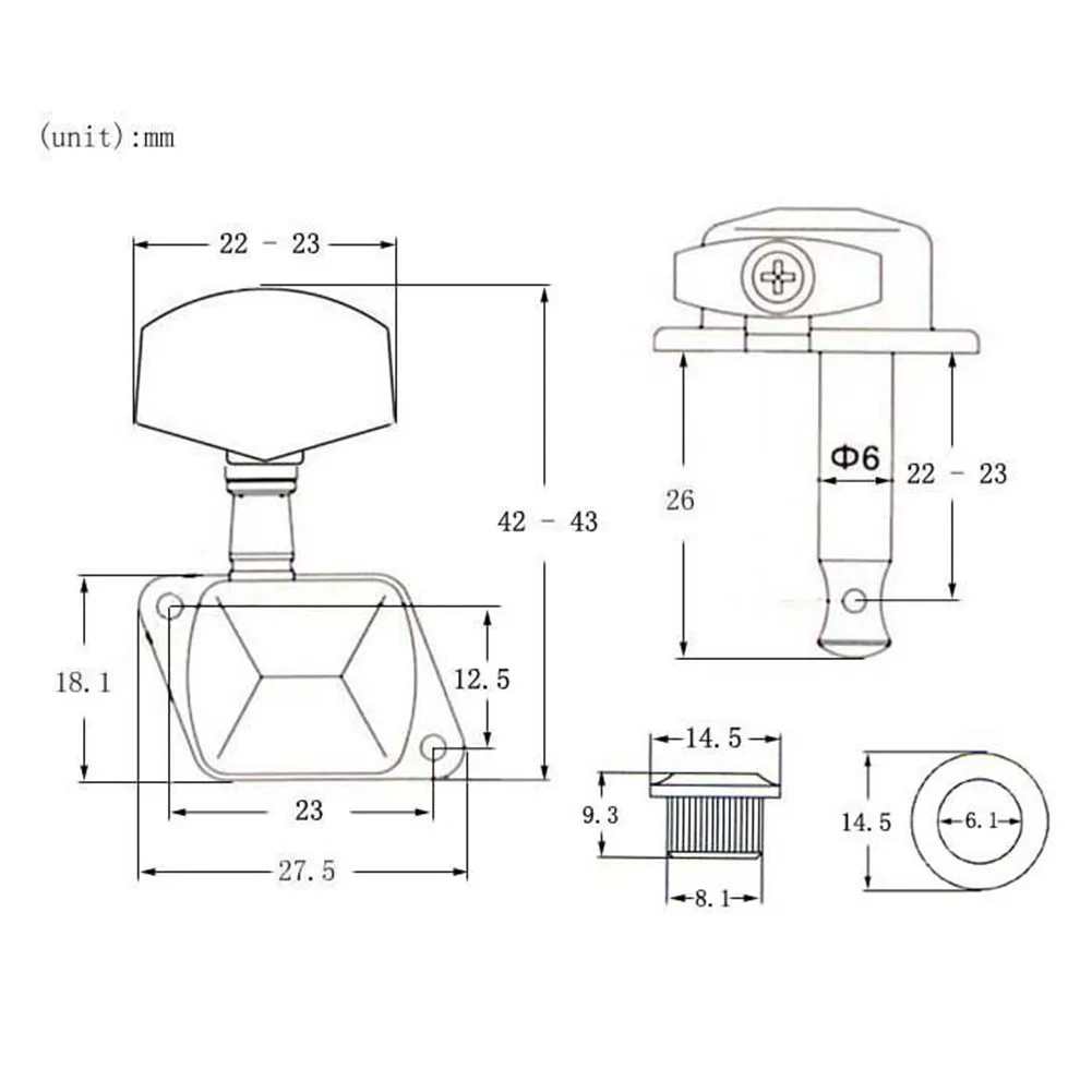 

6x Tuner Leg Guitar Tuning Pegs 6PCS Button For Electric Acoustic Golden Guitar Metal Peg SemiClosed String Tuner