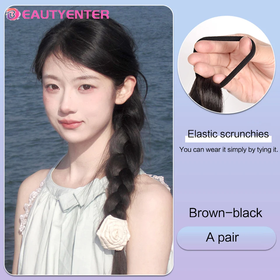 Красивые синтетические плетеные удлинители волос для конского хвоста с