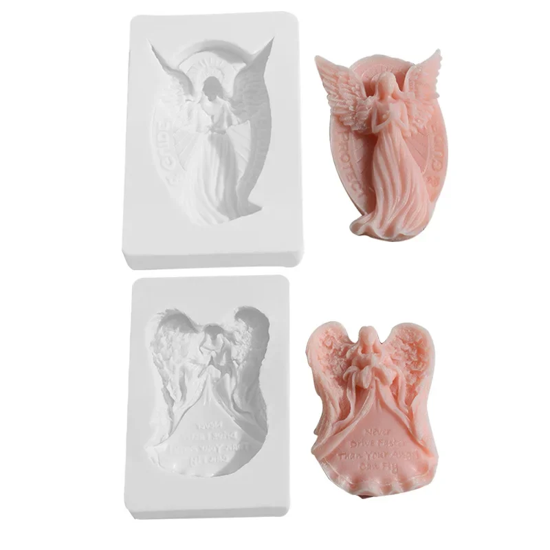 DIY Крыло Ангел Свеча Силиконовая Форма Молись Женщины Статуя Тела Мыло Смола Гипс