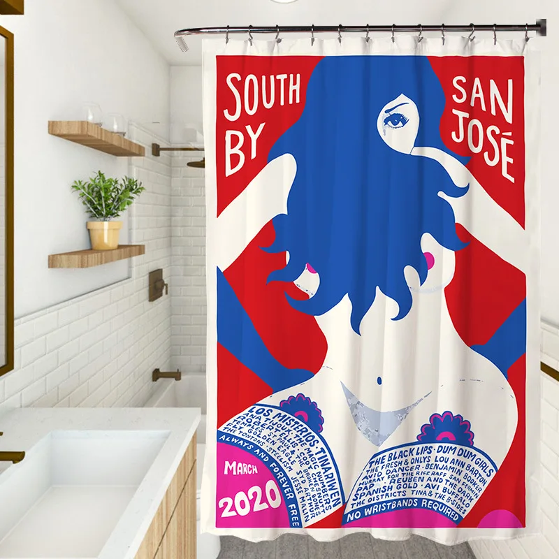 

Shower Curtain African American Women Girl Shower Curtains Afro Girls Black Girl Painting Bath Curtain Bathroom Decor with Hooks