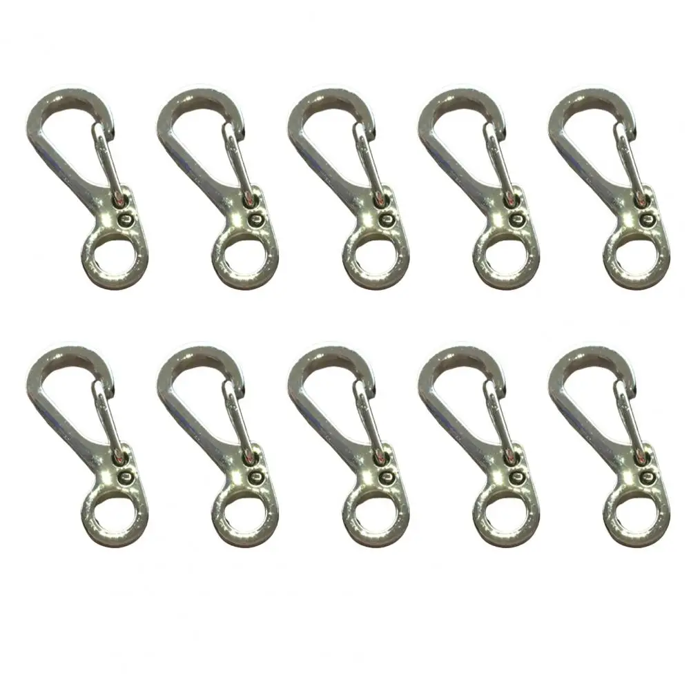 

10Pcs Buckles Sturdy Multi-functional Aluminum Alloy Ring Key Fob with Mini Spring for Outdoor Activities