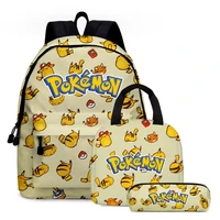 new pikachu backpack with pencil case pokemon go cartoon student school bag backpacks travel bag christmas gifts for children