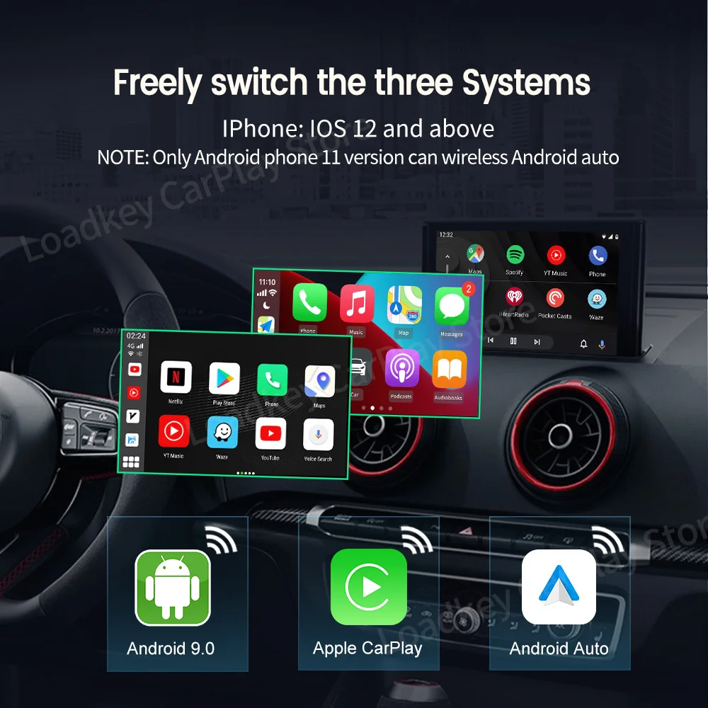 Carlinkit CarPlay Ai Box беспроводной CarPlay Android Авто Android все в одном ТВ-бокс для BMW VW KIA Benz 64G LTE Play store Spotify
