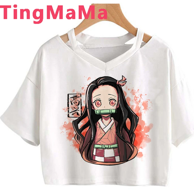 Japanese Anime Demon Slayer T Shirt Women Aesthetic Kimetsu No Yaiba Graphic Tees Cartoon Inosuke Tanjirou Nezuko Tshirt Female |
