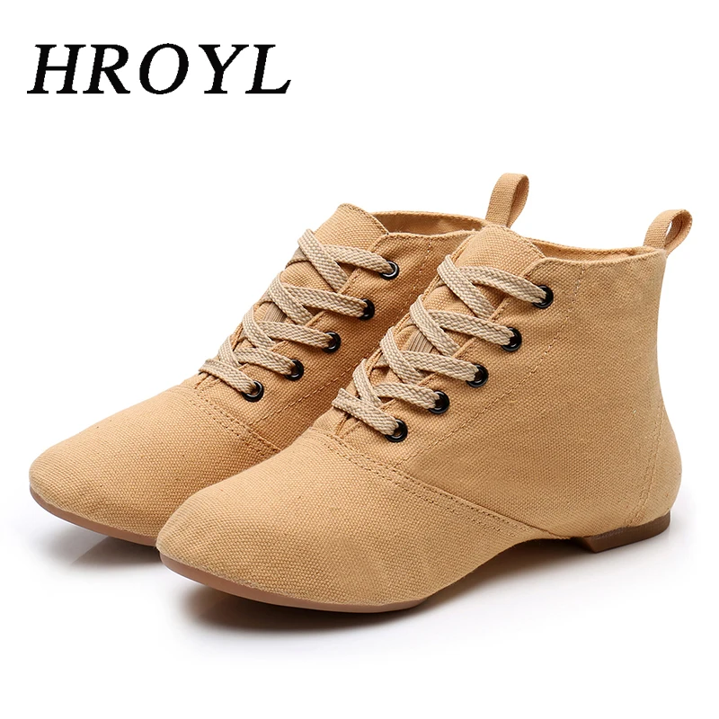 

HROYL Jazz Dance Shoes Canvas Rubber Sole Women Girls Ballroom Modern Tango Performance Practise Dancing shoes Dropshipping