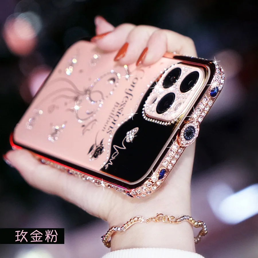 Bling Rhinestone Glitter Crystal Dimond Bumper Case For Iphone 13 12 11 Pro Xs Max Case Metal Cover For Iphone 7 8 Plus X Xr
