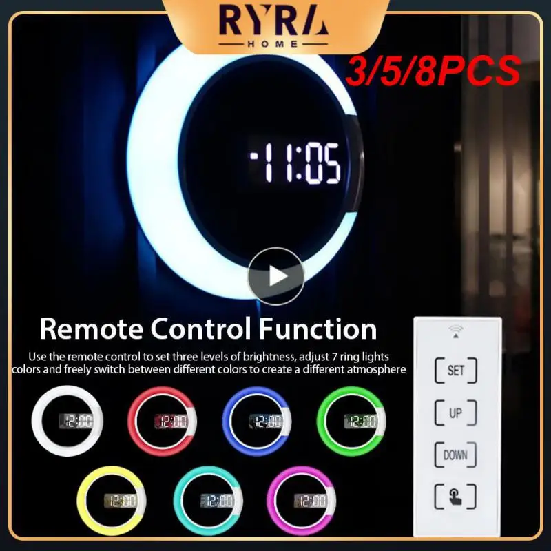 

3/5/8PCS 710g Alarm Clock And Snooze Function Large Screen Wall Clock Dc Power Cord Digital Wall Clock Temperature Switch