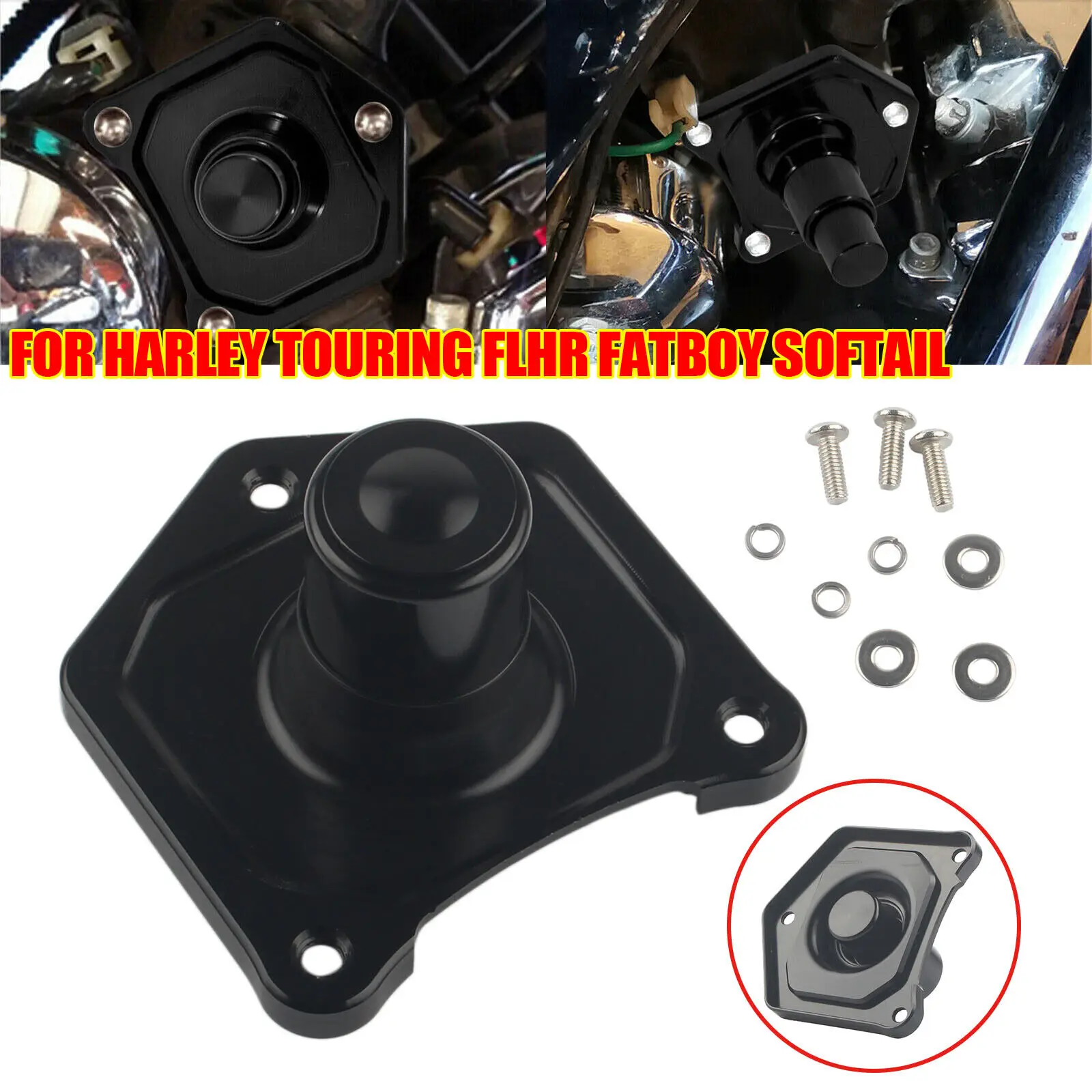 

Black Solenoid Cover Starter Push Button For Harley Big Twin Model 91-2017 Dyna
