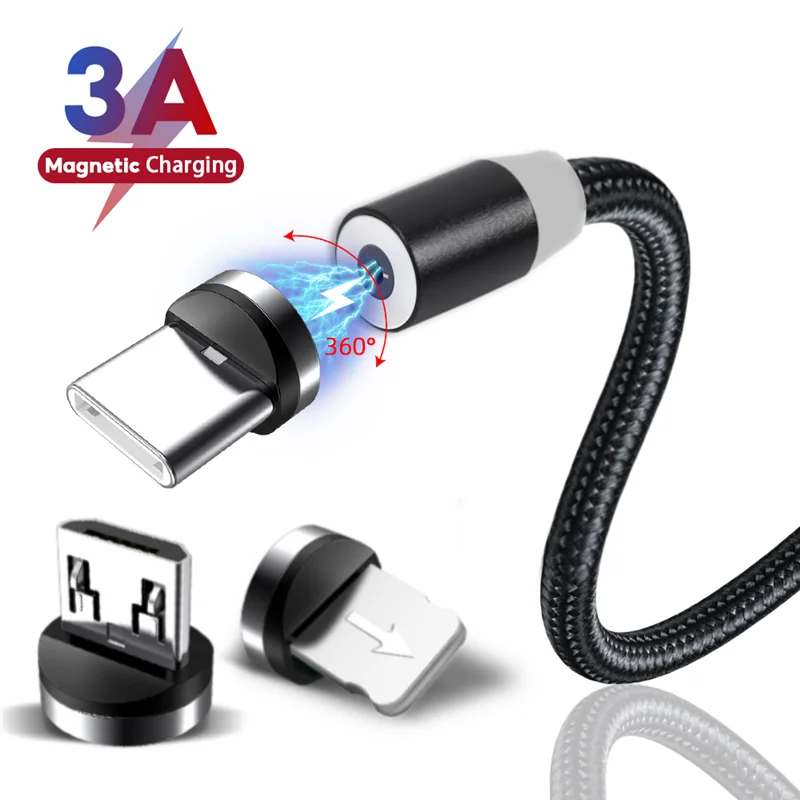 Cable magnético Micro USB, enchufe magnético tipo C, Cable de carga 3...