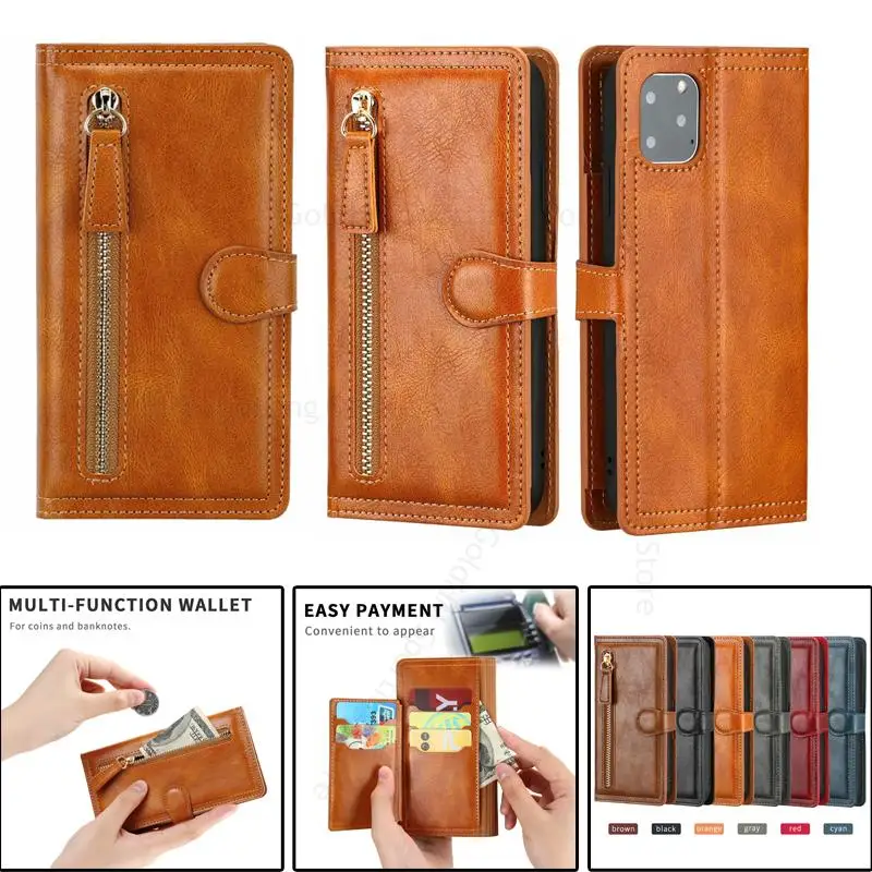 

Magnetic Flip Leather Phone Case For iPhone 13 Pro Max Zipper Wallet Card Slot Cover For Apple 12 13 Mini 11 Pro Max X XR XS Max