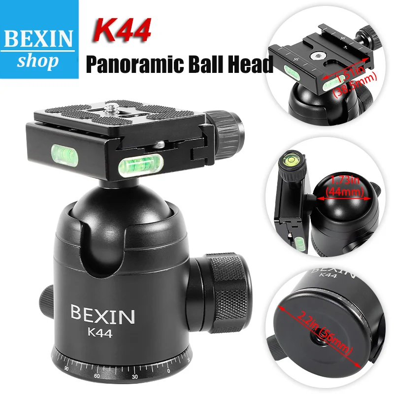 

Heavy Duty Camera Tripod Ball Head with Quick Shoe Plate 360 Degree Panoramic Head for Monopod, Slider, DSLR Camera, Camcorder