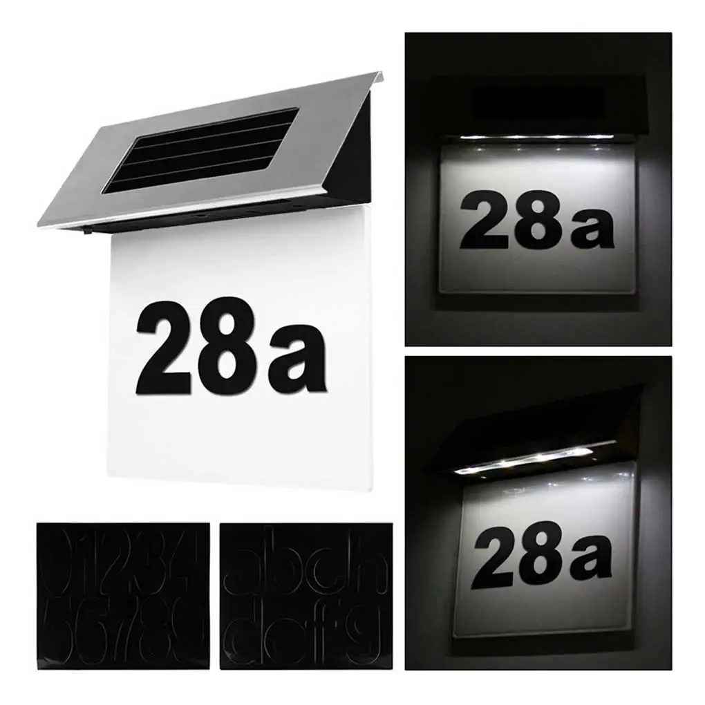 

Stainless Steel Solar House Number Light Stylish Anti-corrosive 1 2V 20lm 6500k IP65 Waterproof Replacement Doorplate Lamp