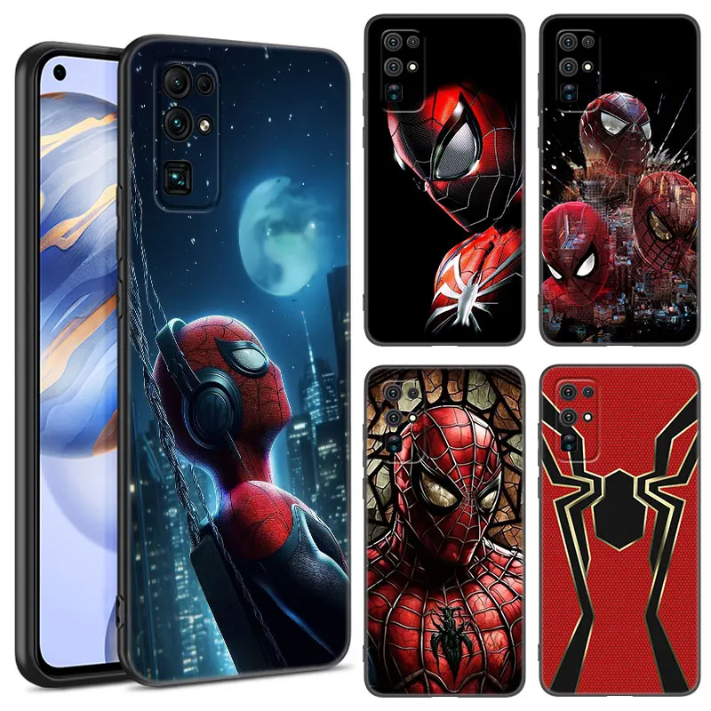 Черный телефон с рисунком Marvel Человек-паука для Honor 70 90 Lite X40 GT X50 i X5 Plus X6A X6S X7A X8A X8B X6