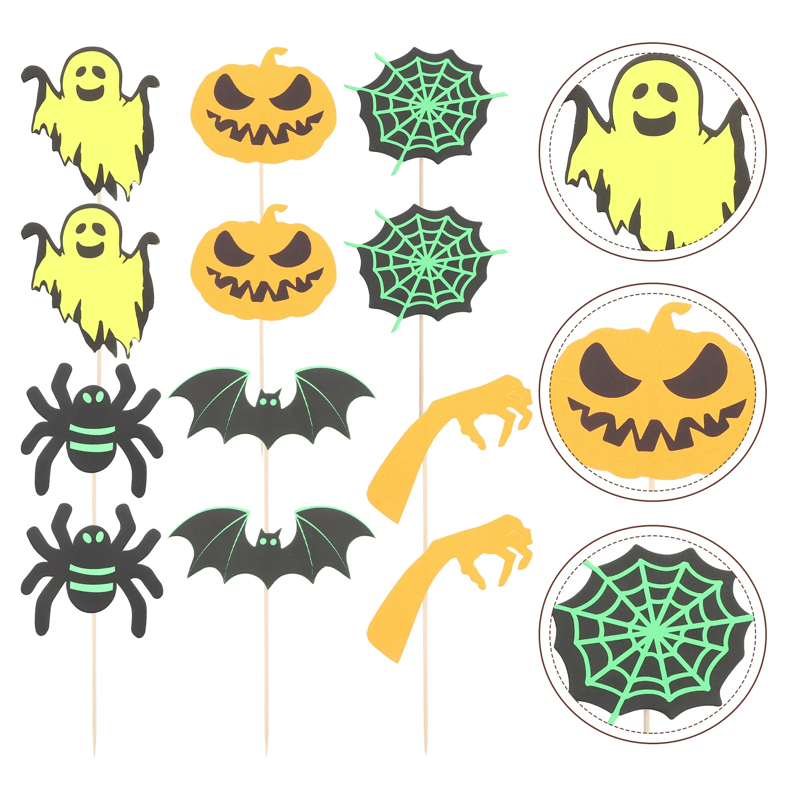 24 шт. флуоресцентные вставки для Хэллоуина украшения кексов фруктовые торты