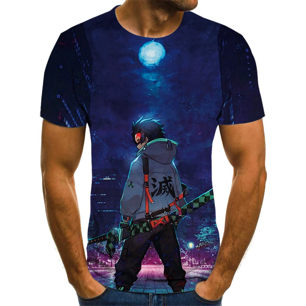 

Summer Best Selling 3d Animation Demon Slayer Printed T-shirt Australian Men's Short Sleeve Top Unisex Clothing Anime T-Shirt