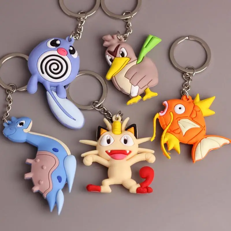 

Pokemon Anime Marowak Abra Gengar Ponyta Porygon Alloy Silicone Keychain Accessories Pendant Bag Key Ring Pendant Birthday Gifts
