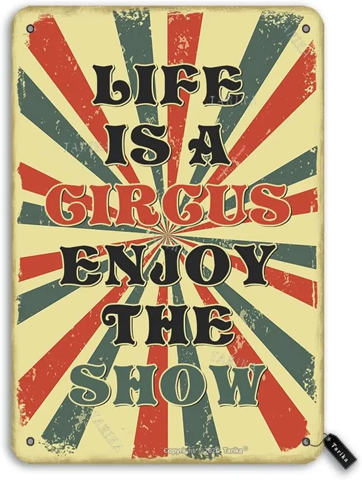 Crcus Metl Sgn Vntge Клубный декор Lfe s Enjoy The Show Tn Плакат Главная Br Cfe Wll Decorton Plque 8x12 nches