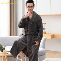 Men Casual Kimono Fashion Bathrobe Autumn Winter Flannel Long Robe Thick Warm Sleepwear Plus Size 4XL Nightgown Male Home Wear